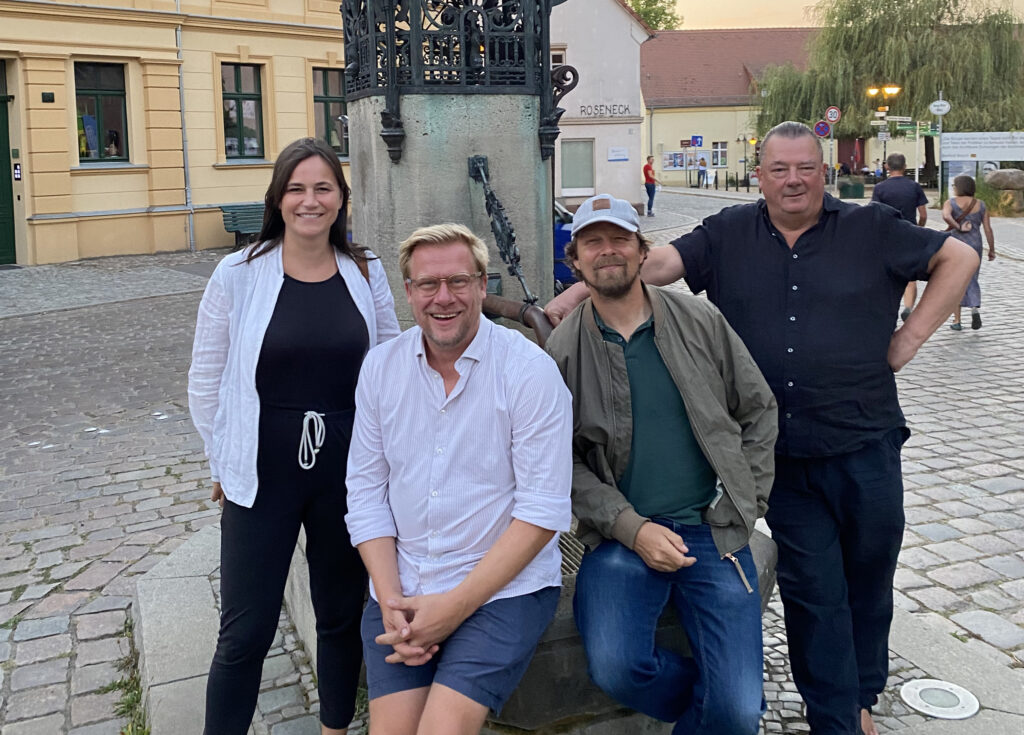 Das Team von »Micha denkt groß« in Buckow zum Filmgespräch, u.a. mit Lars Jessen und Peter Kurth (Foto: Nicolas Flessa)